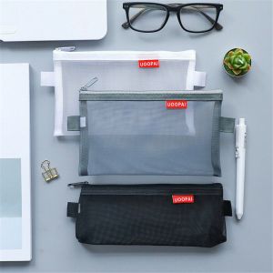 Studify - כל מה שסטודנט צריך קלמרים 1x Transparent Clear Student Pen Pencil Case Zip Mesh Portable Pouch Bag Storage