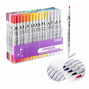 Studify - כל מה שסטודנט צריך כלי כתיבה ומחקים 100 Colour Dual Tip Brush Pens with Fine liners Colouring Art Markers Drawing