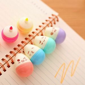 Studify - כל מה שסטודנט צריך כלי כתיבה ומחקים 6 pcs/lot Smile Egg Mini Highlighter Pen Marker Pens Kawaii Stationery Material
