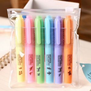 Studify - כל מה שסטודנט צריך כלי כתיבה ומחקים Candy Color Highlighter Notebook Maker Pens Fluorescent Line Marker Pen 6pcs/Set