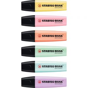 Studify - כל מה שסטודנט צריך כלי כתיבה ומחקים Stabilo Boss Original Pastel Color Highlighter Marker Pen - 6 Color Set