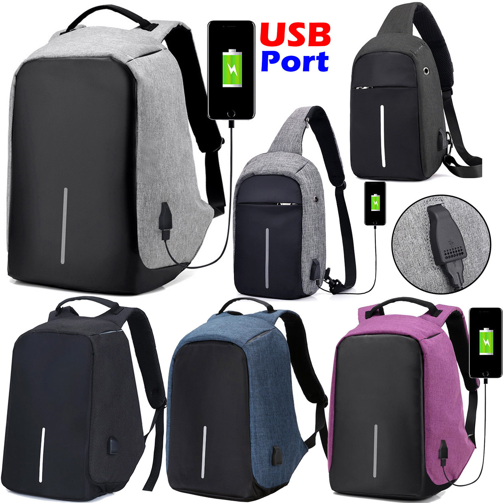 Studify - כל מה שסטודנט צריך תיקים Anti-Theft Laptop Backpack School Travel Business Sling Shoulder Bag w/ USB Port