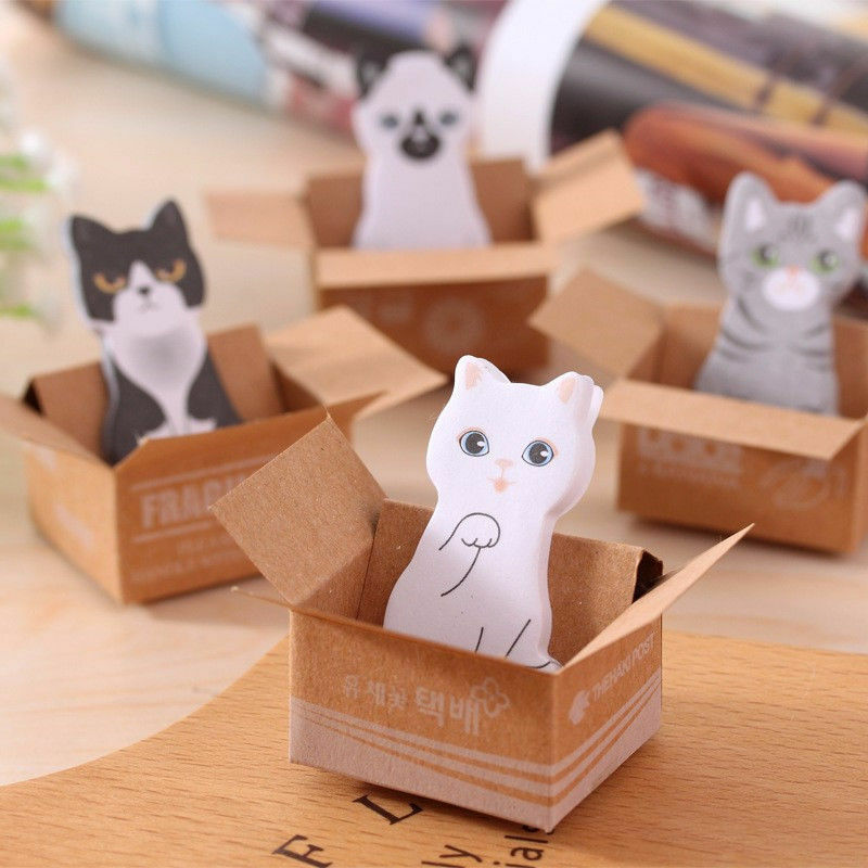 Studify - כל מה שסטודנט צריך עזרי זכרון Kawaii Cat House Box Sticker Post Sticky Notes Cute Bookmark Maker Memo Pads